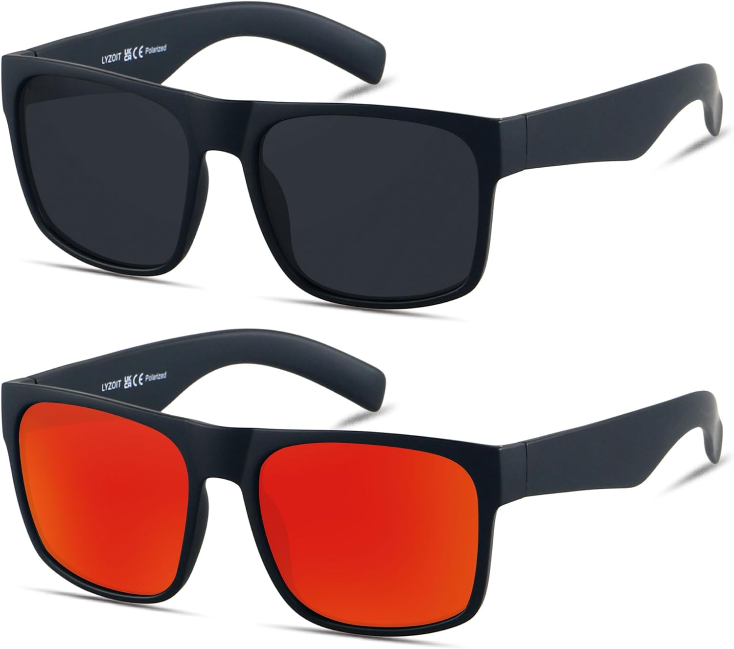Солнцезащитные очки LYZOIT Extra Large для мужчин с большой широкой головой, поляризованные, увеличенного квадратного размера, (2pack Polarized) Matte Black + Mirror Red
Солнцезащитные очки LYZOIT Extra Large для мужчин с большой широкой головой, поляризованные, увеличенного квадратного размера, (2pack Polarized) Matte Black + Mirror Red