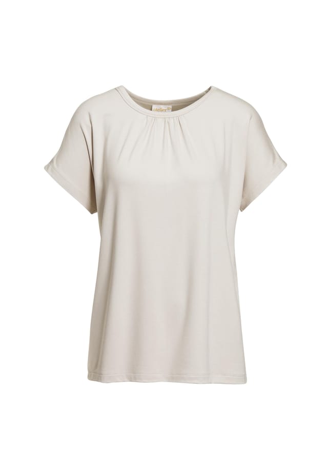 Короткий размер: удобная рубашка с круглым вырезом выполненная из блестящего материала. Goldner, желтый 
Короткий размер: удобная рубашка с круглым вырезом выполненная из блестящего материала. Goldner, желтый