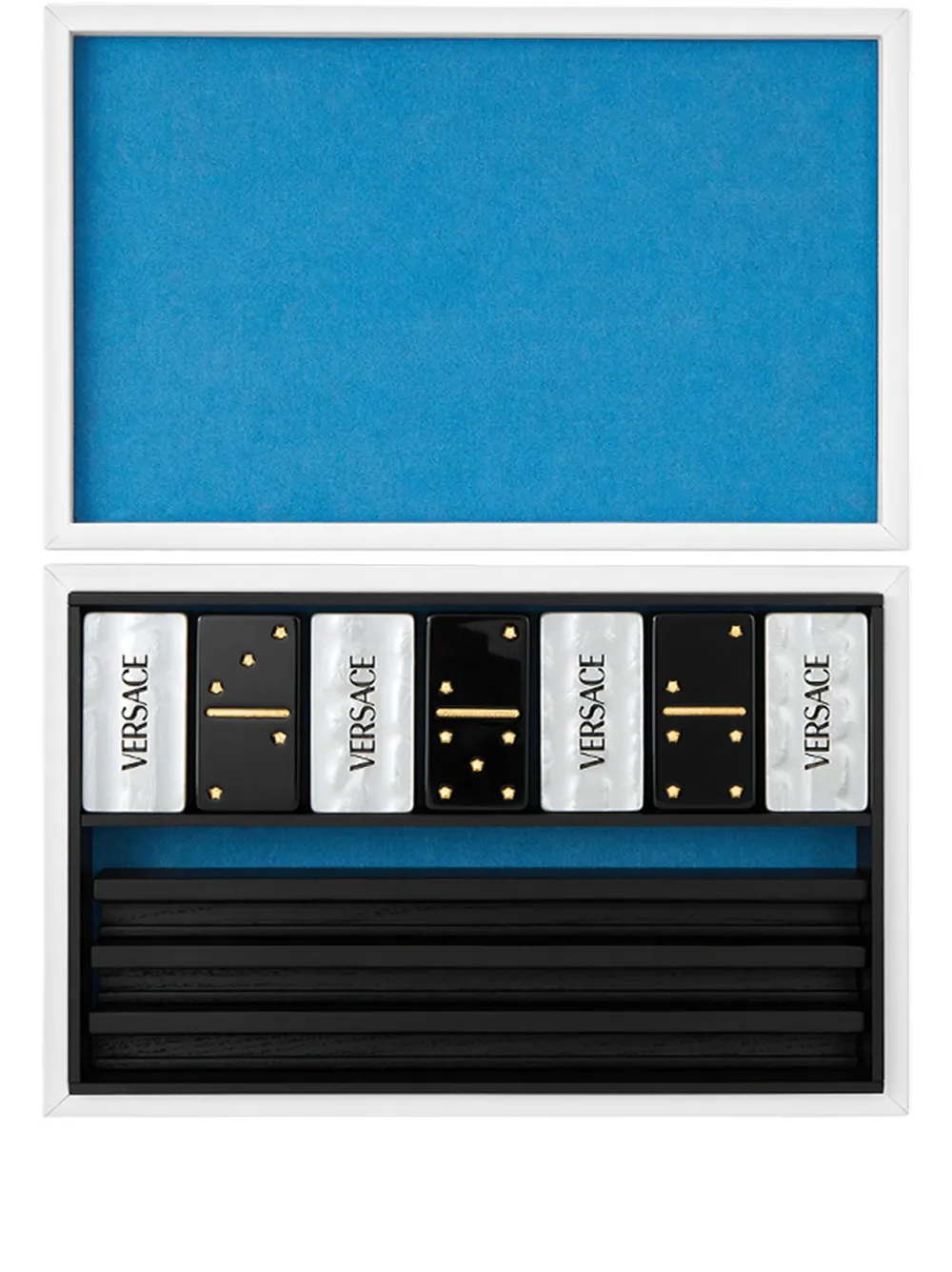 Набор для игры в домино с логотипом Versace, серебряный
Набор для игры в домино с логотипом Versace, серебряный