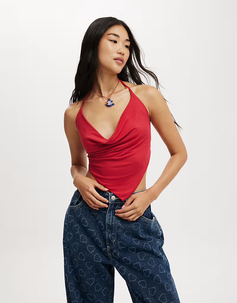 Топ Cotton:On Jordie cowl neck halter in red
Топ Cotton:On Jordie cowl neck halter in red