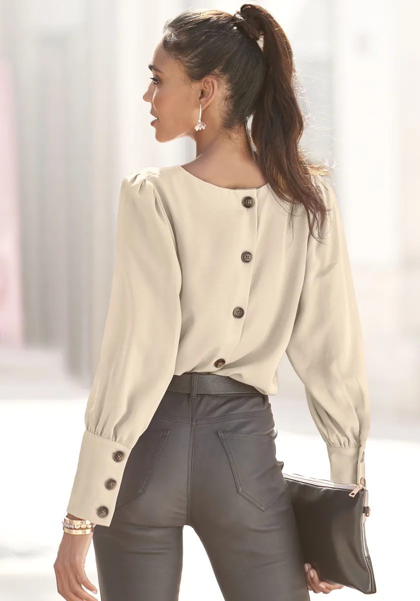 LASCANA Блуза с длинными рукавами, планкой на пуговицах сзади, элегантная женская блузка, деловой образ, кремовый
LASCANA Блуза с длинными рукавами, планкой на пуговицах сзади, элегантная женская блузка, деловой образ, кремовый
