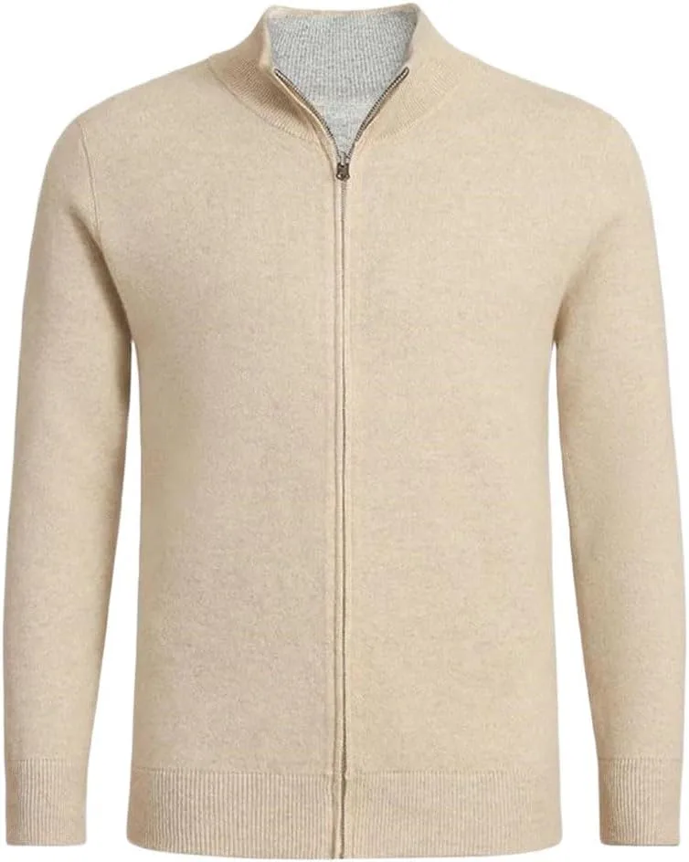 Мужской кардиган из кашемира с молнией и высоким воротником
Мужской кардиган из кашемира с молнией и высоким воротником