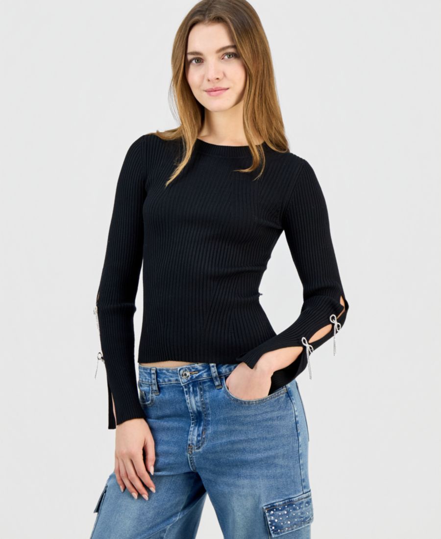 Детский свитер с вырезом-лодочкой, украшенный стразами и бантом Madden Girl, Black
Детский свитер с вырезом-лодочкой, украшенный стразами и бантом Madden Girl, Black