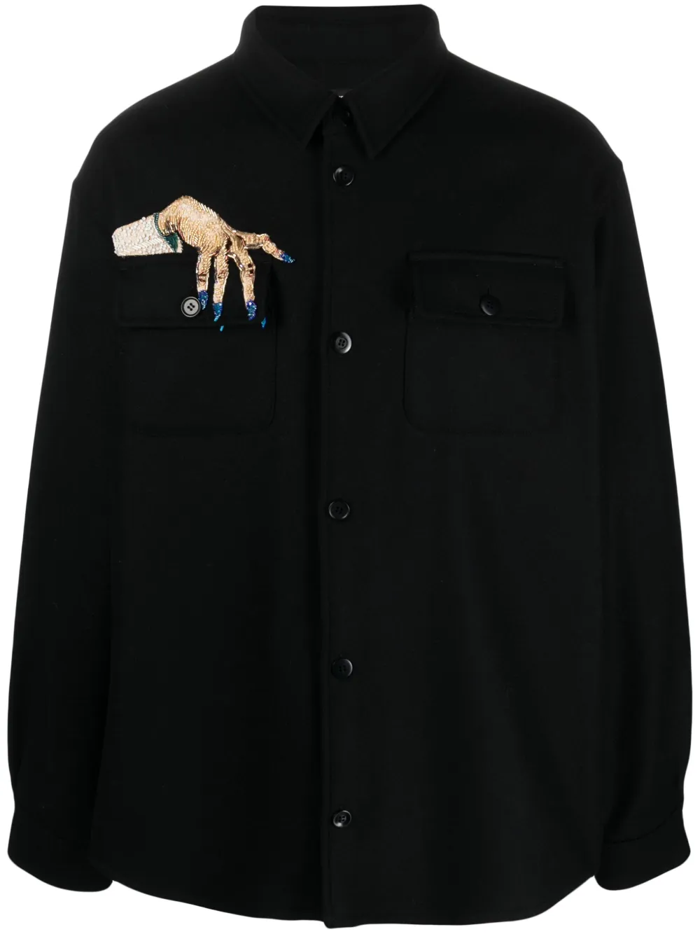Куртка-рубашка из смесовой шерсти Undercover, черный
Куртка-рубашка из смесовой шерсти Undercover, черный