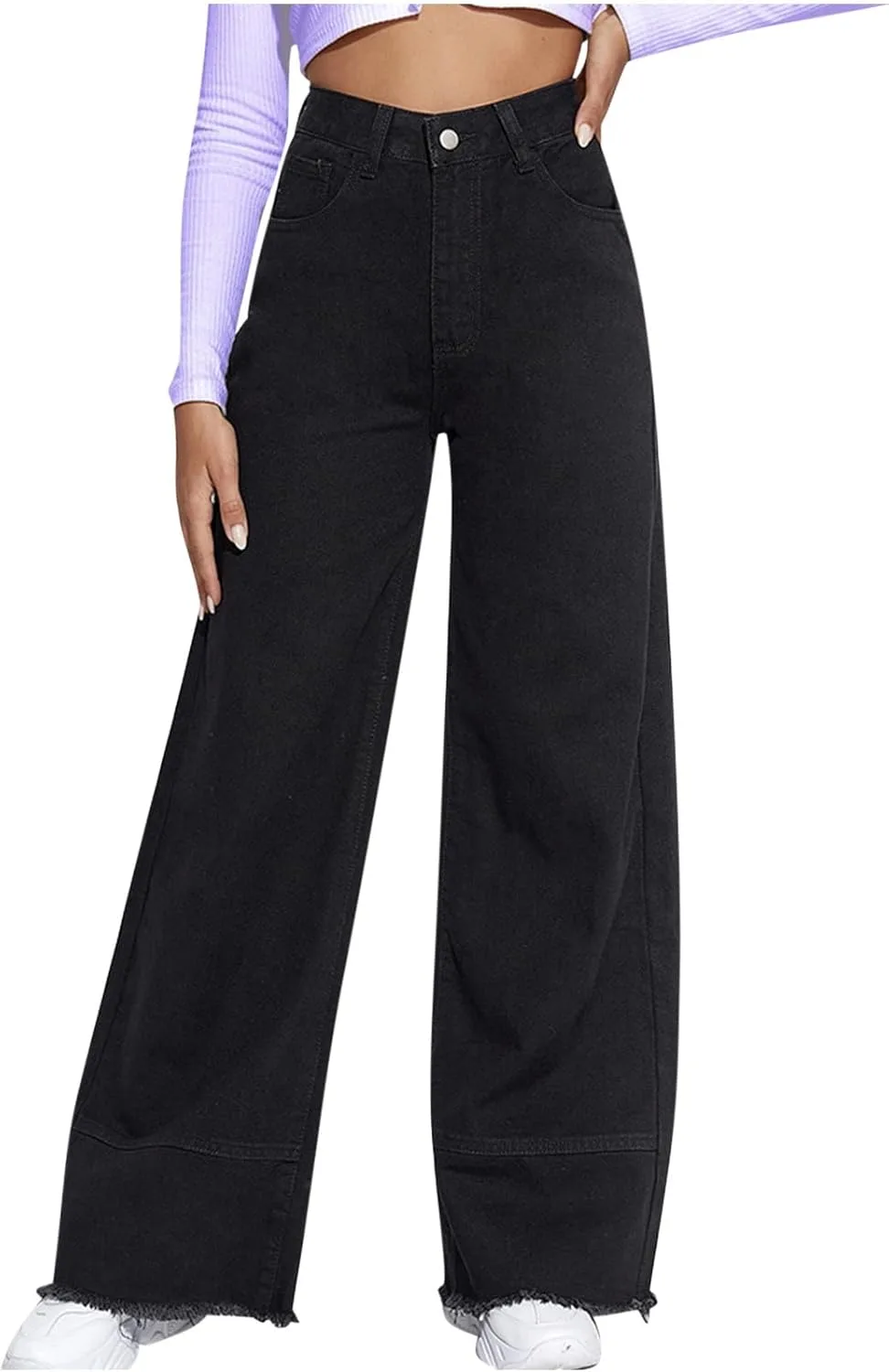 Джинсы женские High Waisted черные Loose Wide Leg Straight с эффектом потертостей
Джинсы женские High Waisted черные Loose Wide Leg Straight с эффектом потертостей