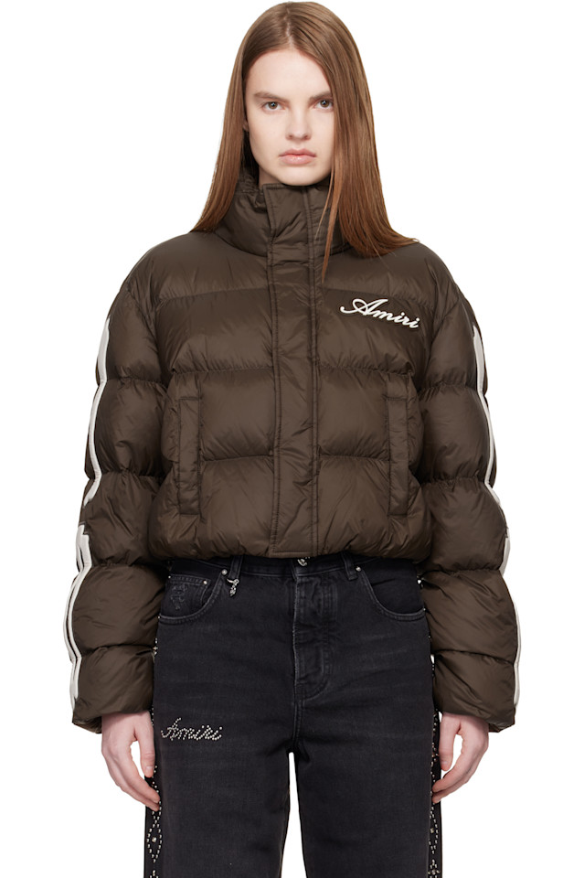 Amiri Коричневая костяная укороченная пуховая куртка
Amiri Коричневая костяная укороченная пуховая куртка