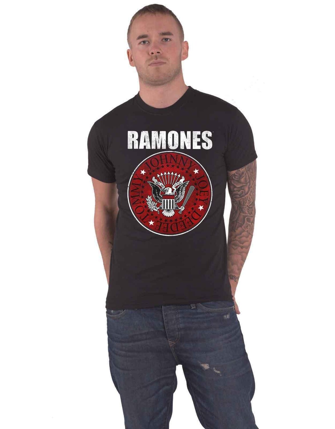 Красная футболка с уплотнителем Ramones, черный 
Красная футболка с уплотнителем Ramones, черный