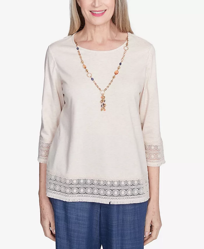 Женский летний трикотажный топ Solstice с кружевной отделкой Alfred Dunner, коричневый/бежевый
Женский летний трикотажный топ Solstice с кружевной отделкой Alfred Dunner, коричневый/бежевый