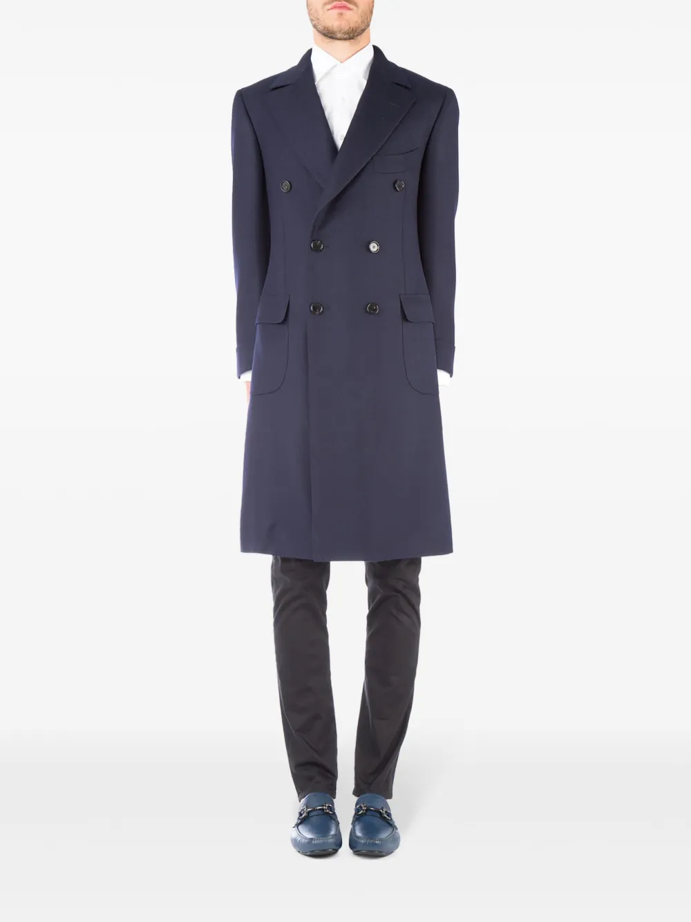 Двубортное пальто Cesare Attolini, синий
Двубортное пальто Cesare Attolini, синий