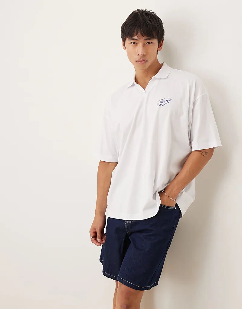 Поло свободного кроя ASOS DESIGN белого цвета с принтом на спине
Поло свободного кроя ASOS DESIGN белого цвета с принтом на спине