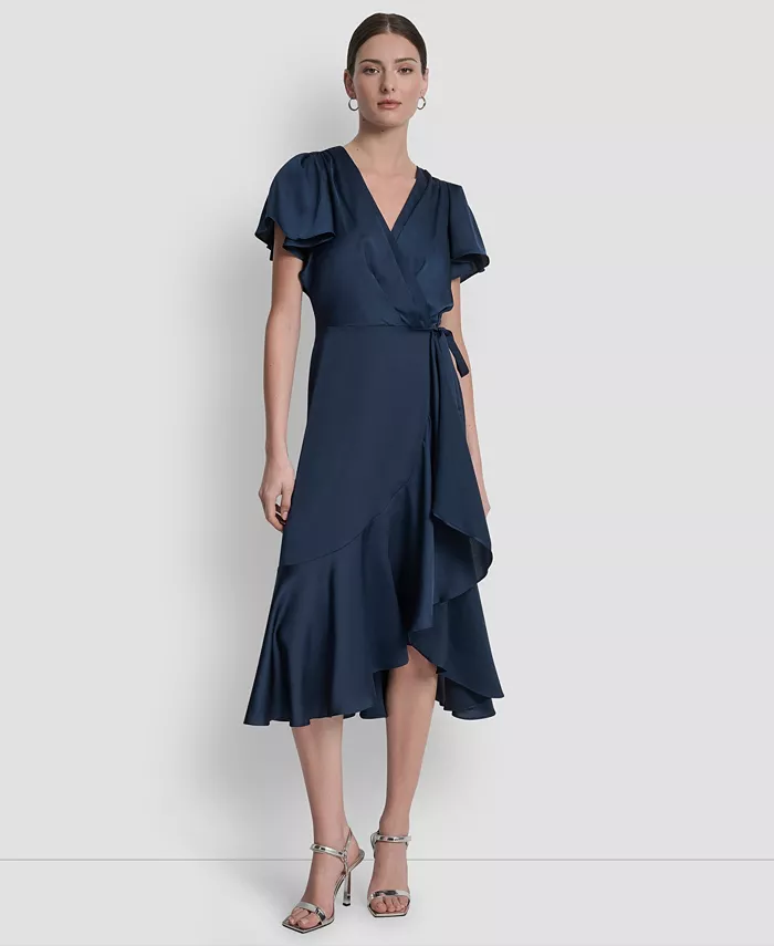 Женское платье миди с короткими рукавами и имитацией запаха DKNY
Женское платье миди с короткими рукавами и имитацией запаха DKNY