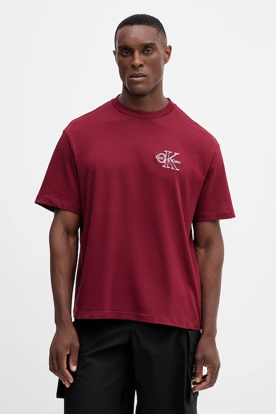 Хлопковая футболка Calvin Klein Jeans, бордовый 
Хлопковая футболка Calvin Klein Jeans, бордовый