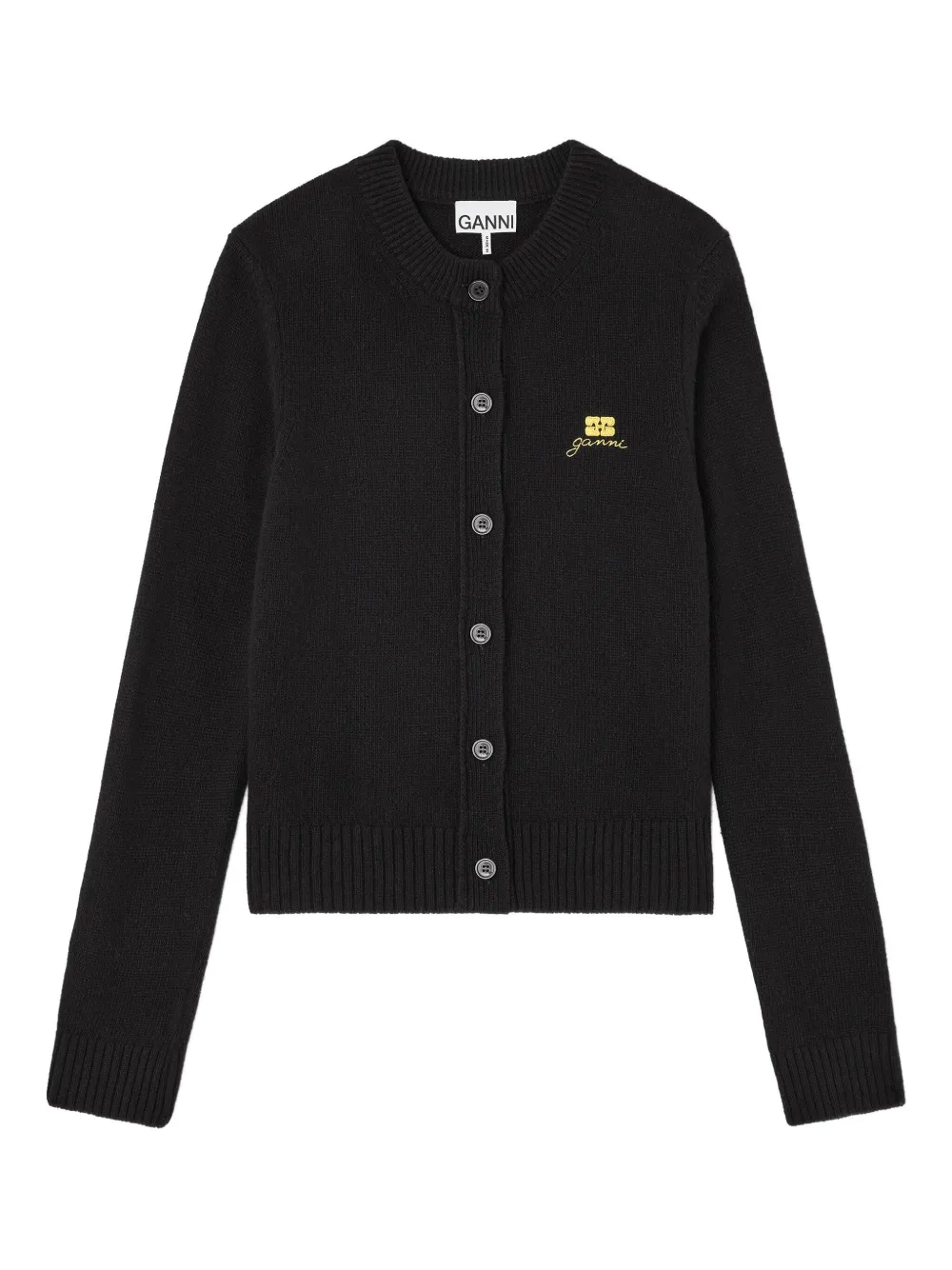 Кардиган с вышитым логотипом Ganni, черный
Кардиган с вышитым логотипом Ganni, черный