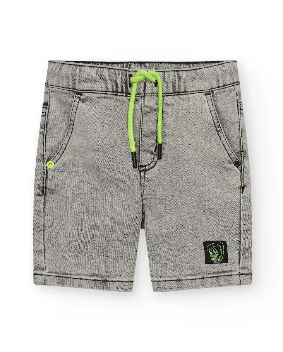 Детские джинсовые шорты с выбеленным эффектом и флуоресцентным шнурком Tuc tuc, серый 
Детские джинсовые шорты с выбеленным эффектом и флуоресцентным шнурком Tuc tuc, серый