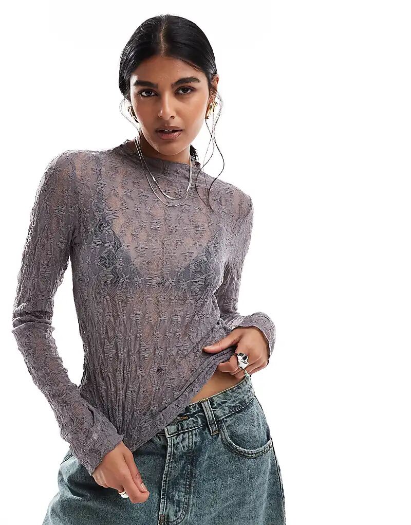 Кружевной топ с длинными рукавами PIECES бледно-серого цвета
Кружевной топ с длинными рукавами PIECES бледно-серого цвета