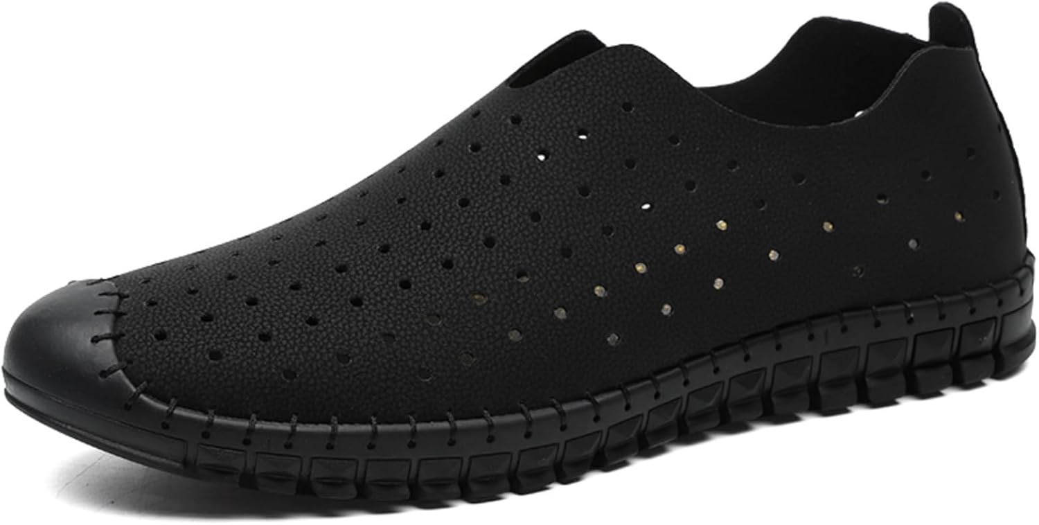 Мужские кожаные лоферы слипоны, дышащие повседневные туфли с перфорированным дизайном и гибкой противоскользящей подошвой, легкие и удобные для ходьбы Kelibasi, черный
Мужские кожаные лоферы слипоны, дышащие повседневные туфли с перфорированным дизайном и гибкой противоскользящей подошвой, легкие и удобные для ходьбы Kelibasi, черный
