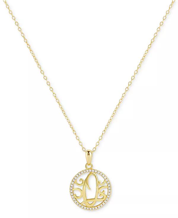 Ожерелье с подвеской в виде монограммы Q, украшенной кубическими цирконами, длиной 18 дюймов, из 18-каратного золота на основе стерлингового серебра, созданное для Macy's. Giani Bernini, gold
Ожерелье с подвеской в виде монограммы Q, украшенной кубическими цирконами, длиной 18 дюймов, из 18-каратного золота на основе стерлингового серебра, созданное для Macy's. Giani Bernini, gold