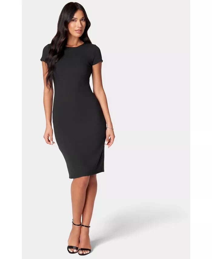 Женское платье-футболка в рубчик длиной до колена Bebe, черный
Женское платье-футболка в рубчик длиной до колена Bebe, черный