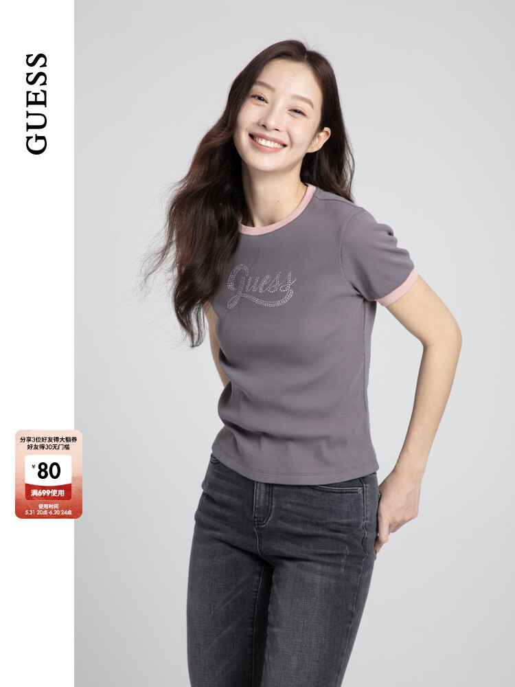 Футболка летняя женская Guess с круглым вырезом, черный
Футболка летняя женская Guess с круглым вырезом, черный