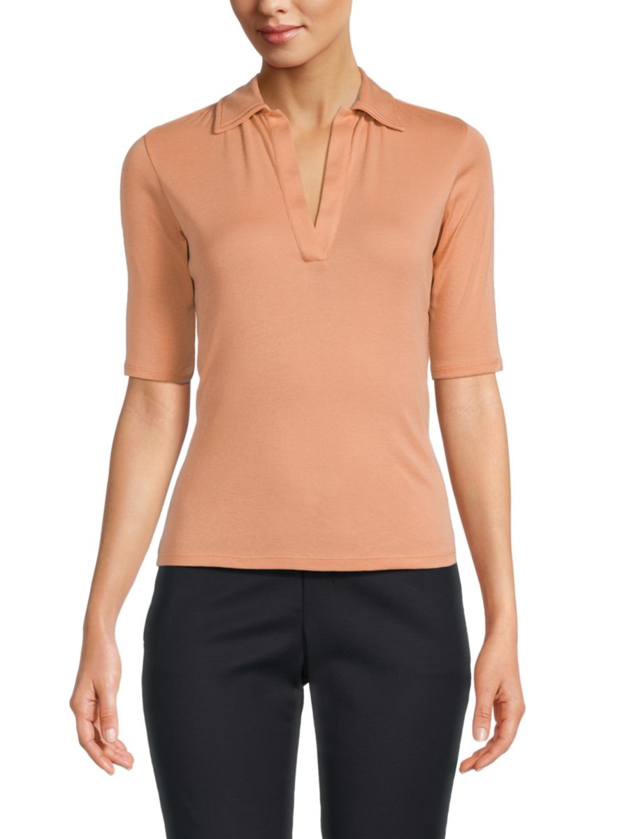 Рубашка-поло из хлопка пима с рукавами до локтя Vince, цвет Dark Apricot
Рубашка-поло из хлопка пима с рукавами до локтя Vince, цвет Dark Apricot