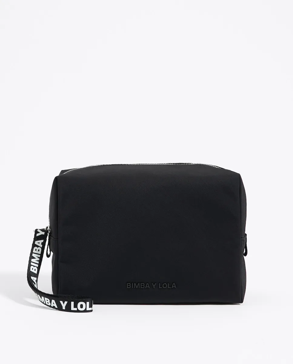 Большая женская косметичка Bimba y Lola из нейлона черного цвета с застежкой-молнией, черный