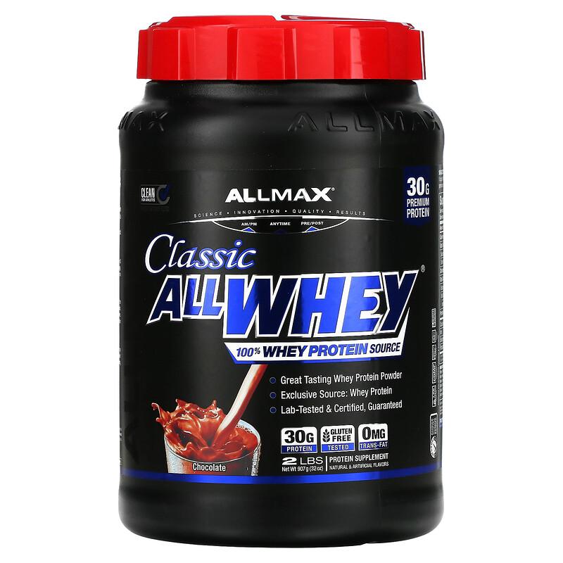 ALLMAX, AllWhey Classic, 100 % сывороточный протеин, шоколад, 907 г (2 фунта)
ALLMAX, AllWhey Classic, 100 % сывороточный протеин, шоколад, 907 г (2 фунта)