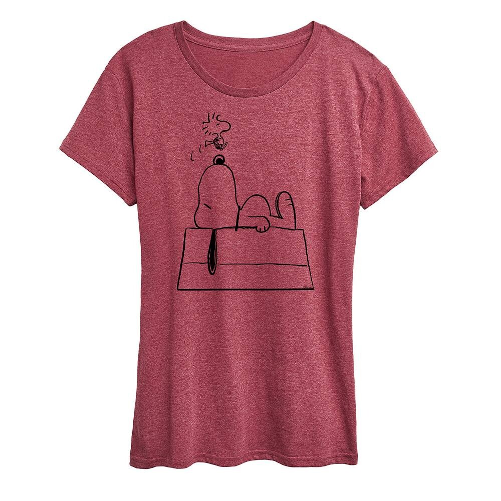 Женская футболка с рисунком Peanuts Snoopy & Woodstock Doghouse Licensed Character, цвет Heather Dark Red
Женская футболка с рисунком Peanuts Snoopy & Woodstock Doghouse Licensed Character, цвет Heather Dark Red