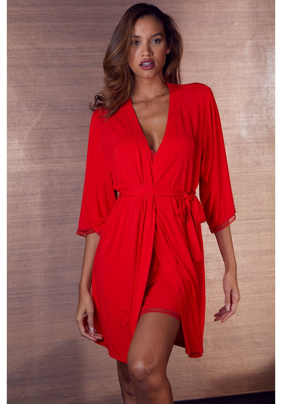 LASCANA Женский халат с кружевным подолом, красный
LASCANA Женский халат с кружевным подолом, красный