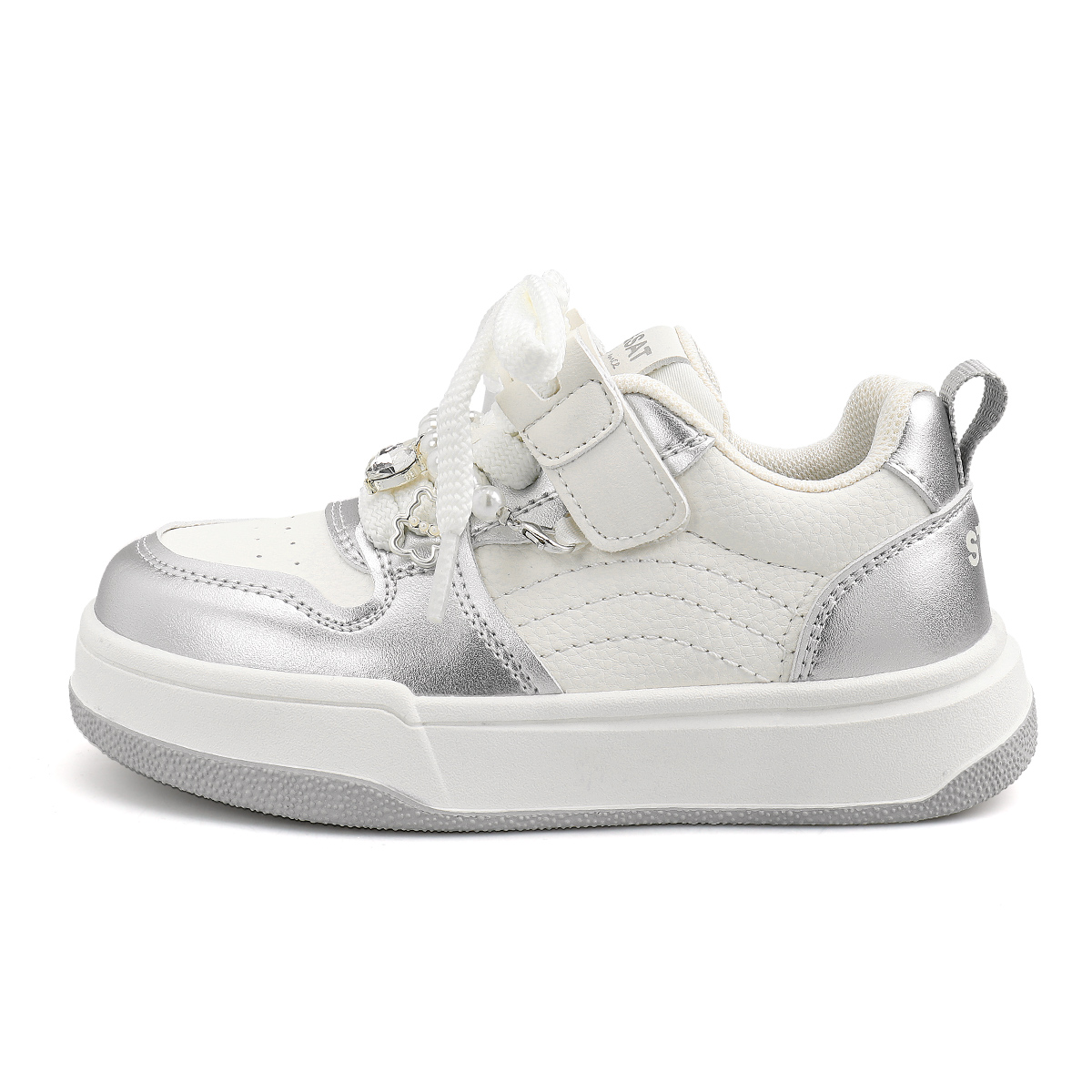 Нескользящие, износостойкие, легкие, амортизирующие, низкие детские кроссовки для скейтбординга ST&SAT KIDS, серебряный 
Нескользящие, износостойкие, легкие, амортизирующие, низкие детские кроссовки для скейтбординга ST&SAT KIDS, серебряный