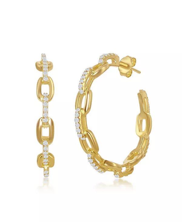 Серьги-Кольца с фианитами в форме скрепки, 32 мм, из стерлингового серебра или позолоченные поверх стерлингового серебра Simona, gold
Серьги-Кольца с фианитами в форме скрепки, 32 мм, из стерлингового серебра или позолоченные поверх стерлингового серебра Simona, gold