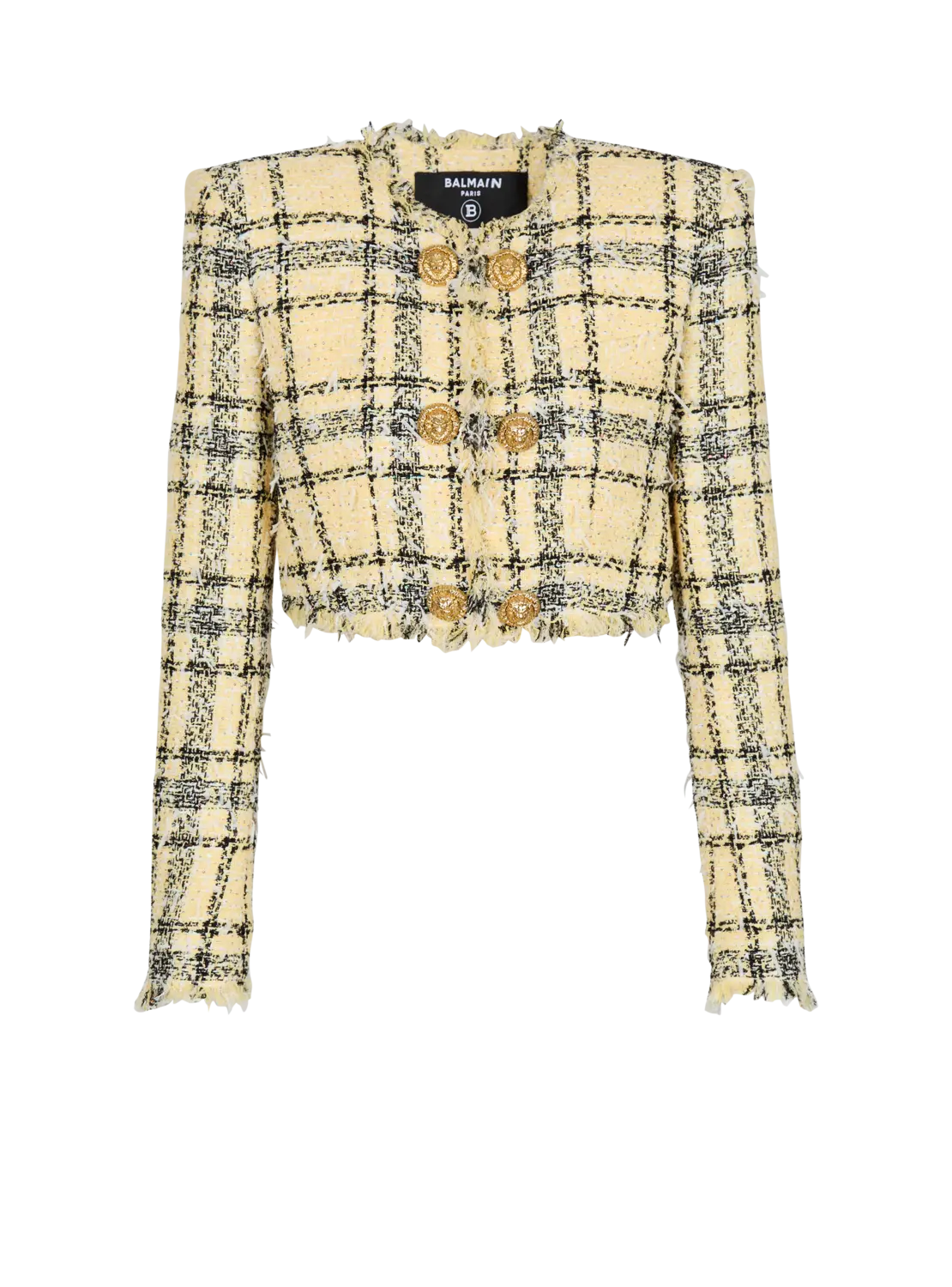 Укороченный жакет из твидa с блестками Balmain, желтый
Укороченный жакет из твидa с блестками Balmain, желтый