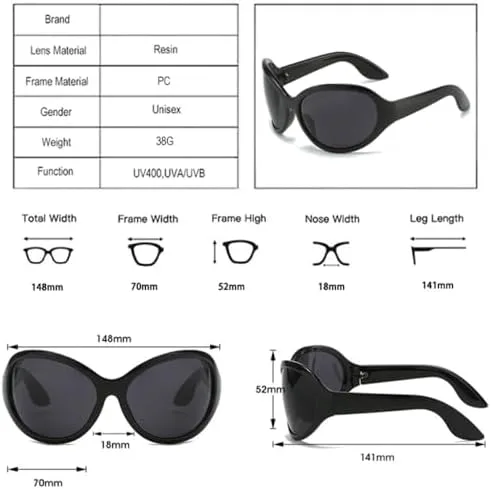 Винтажные солнцезащитные очки большого размера 2027 года для женщин в стиле панк, спортивные, модные, овальные, с защитой от УФ-излучения UV400 MTZJH, Black Blue
Винтажные солнцезащитные очки большого размера 2027 года для женщин в стиле панк, спортивные, модные, овальные, с защитой от УФ-излучения UV400 MTZJH, Black Blue