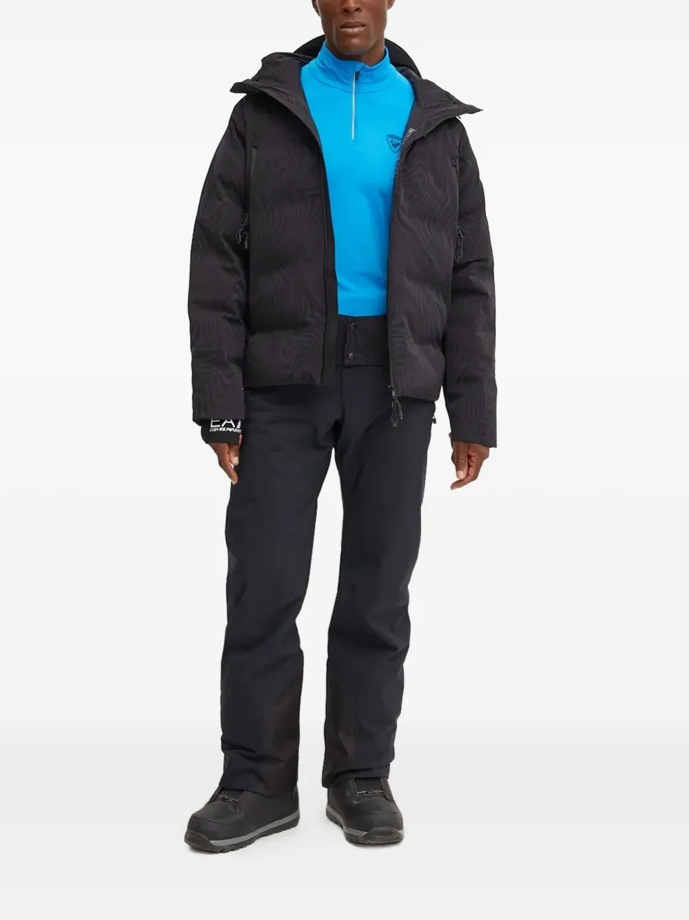 Лыжная куртка с волнистым узором Ea7 Emporio Armani, черный 
Лыжная куртка с волнистым узором Ea7 Emporio Armani, черный