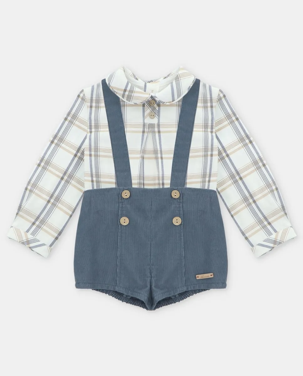 Детский комплект рубашка с принтом и шортики с подтяжками из микровельвета синего цвета Martín Aranda
Детский комплект рубашка с принтом и шортики с подтяжками из микровельвета синего цвета Martín Aranda