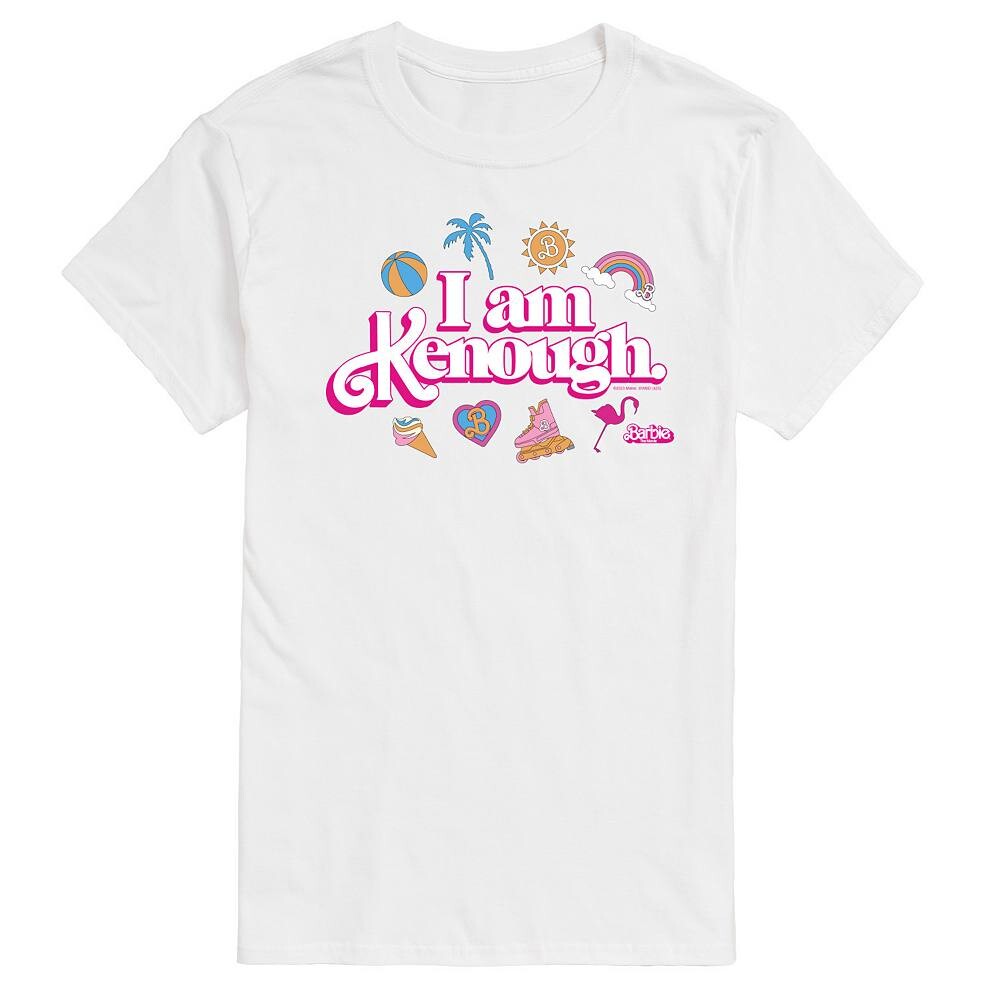 Мужская футболка с рисунком Barbie The Movie I Am Kenough Licensed Character, белый 
Мужская футболка с рисунком Barbie The Movie I Am Kenough Licensed Character, белый