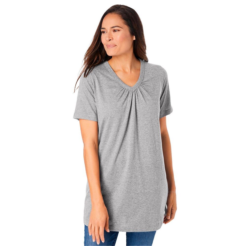 Женщина в женской идеальной тунике больших размеров с короткими рукавами и V-образным вырезом Woman Within, цвет Heather Grey
Женщина в женской идеальной тунике больших размеров с короткими рукавами и V-образным вырезом Woman Within, цвет Heather Grey