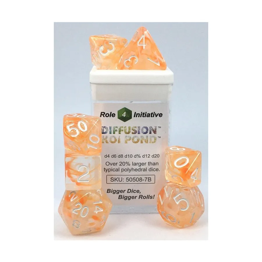 Многогранные игральные кости — пруд с карпами кои и белыми цифрами (7), Game Dice - Diffusion (Role 4 Initiative)
Многогранные игральные кости — пруд с карпами кои и белыми цифрами (7), Game Dice - Diffusion (Role 4 Initiative)