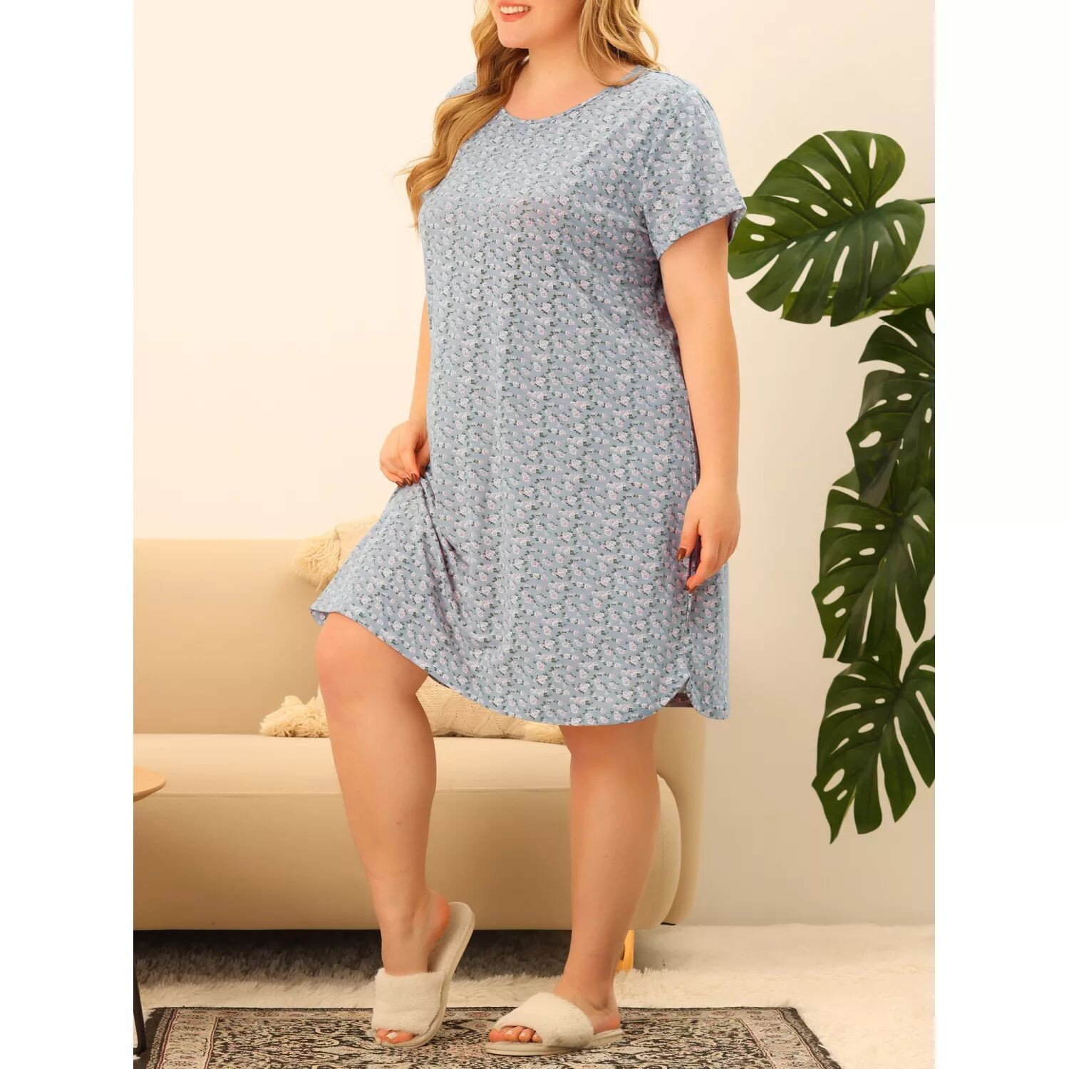 Женская ночная рубашка плюс с эластичным узором, с короткими рукавами и круглым вырезом, пижама для сна Agnes Orinda, серый
Женская ночная рубашка плюс с эластичным узором, с короткими рукавами и круглым вырезом, пижама для сна Agnes Orinda, серый