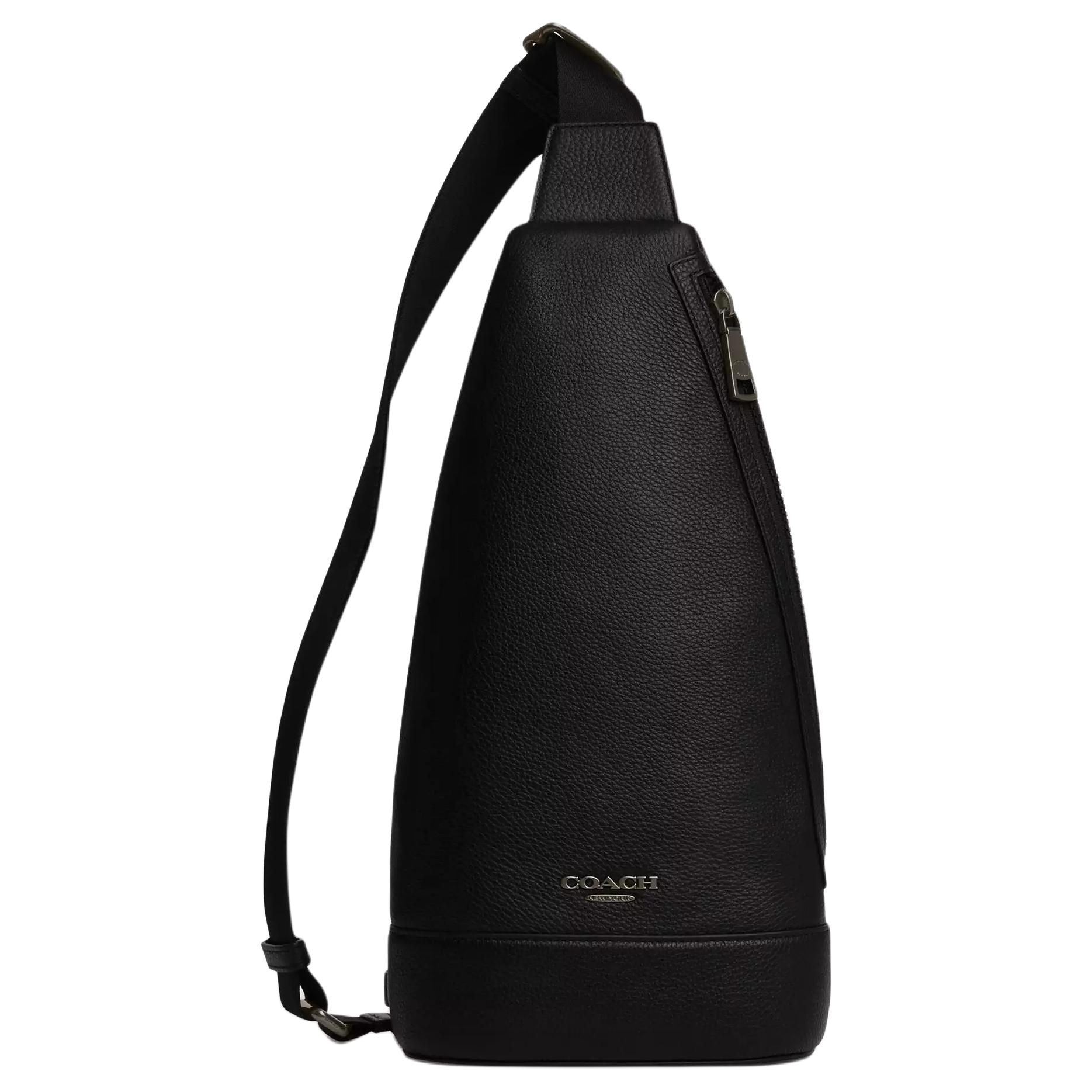 COACH Dominic Refined Pebbled Leather Sling Bag Trumpets Unisex Black
COACH Dominic Refined Pebbled Leather Sling Bag Trumpets Unisex Black