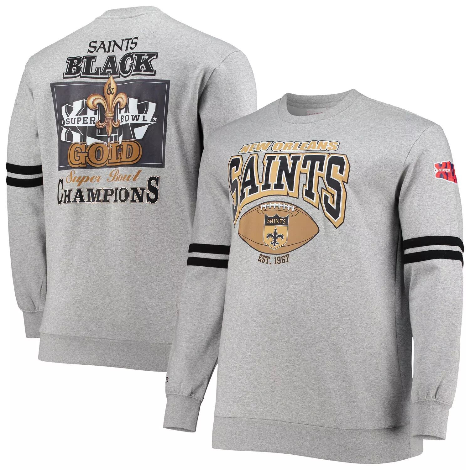 Мужской пуловер с принтом Mitchell & Ness Heathered Grey New Orleans Saints Big & Tall со сплошным принтом
Мужской пуловер с принтом Mitchell & Ness Heathered Grey New Orleans Saints Big & Tall со сплошным принтом