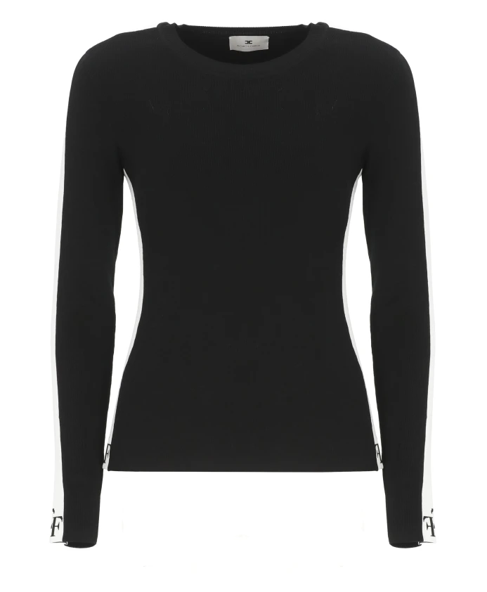 Вискозный свитер с блестящими лентами Elisabetta Franchi, черный
Вискозный свитер с блестящими лентами Elisabetta Franchi, черный