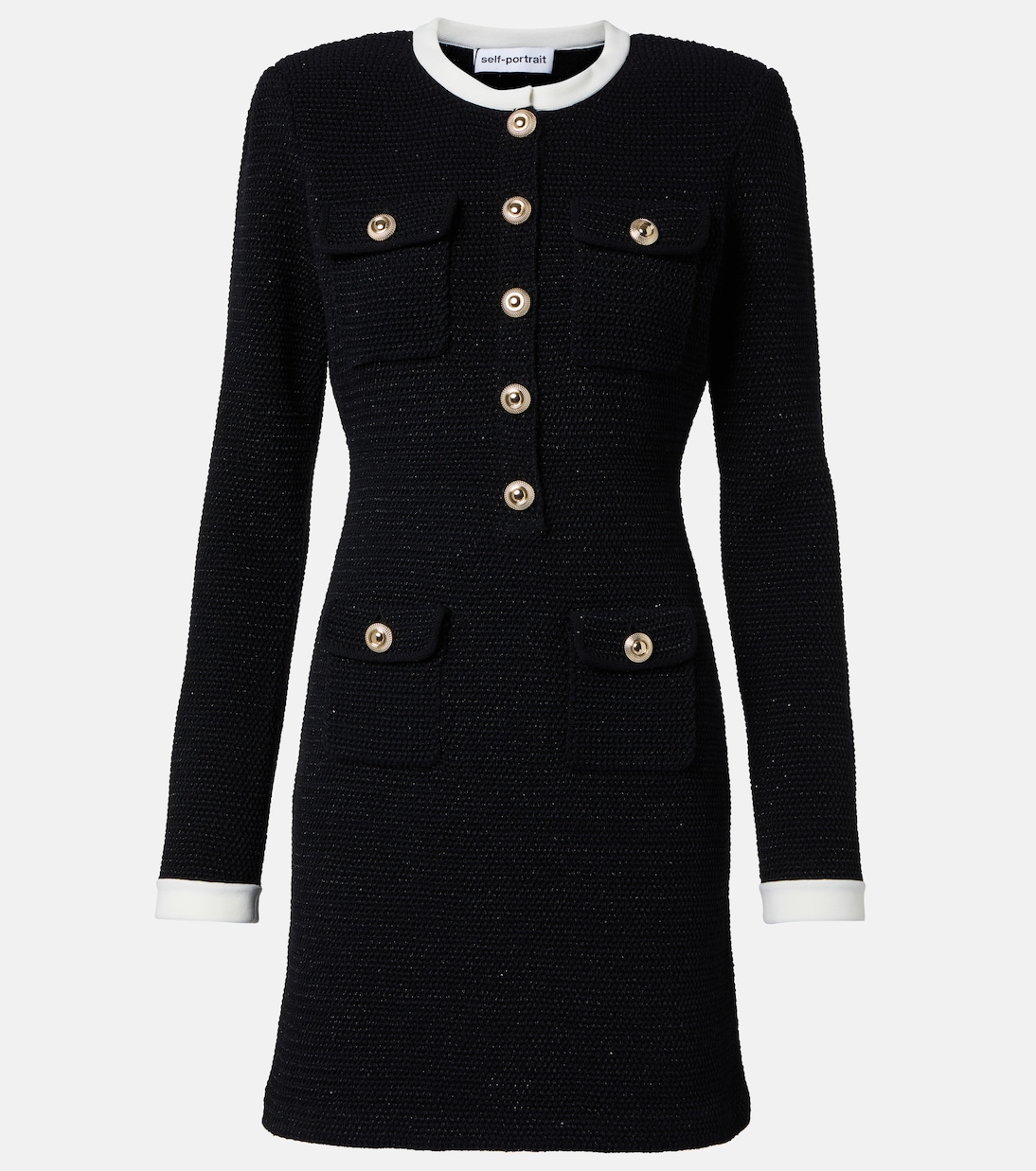 Мини-платье из смеси хлопка и шерсти Self-Portrait, черный
Мини-платье из смеси хлопка и шерсти Self-Portrait, черный