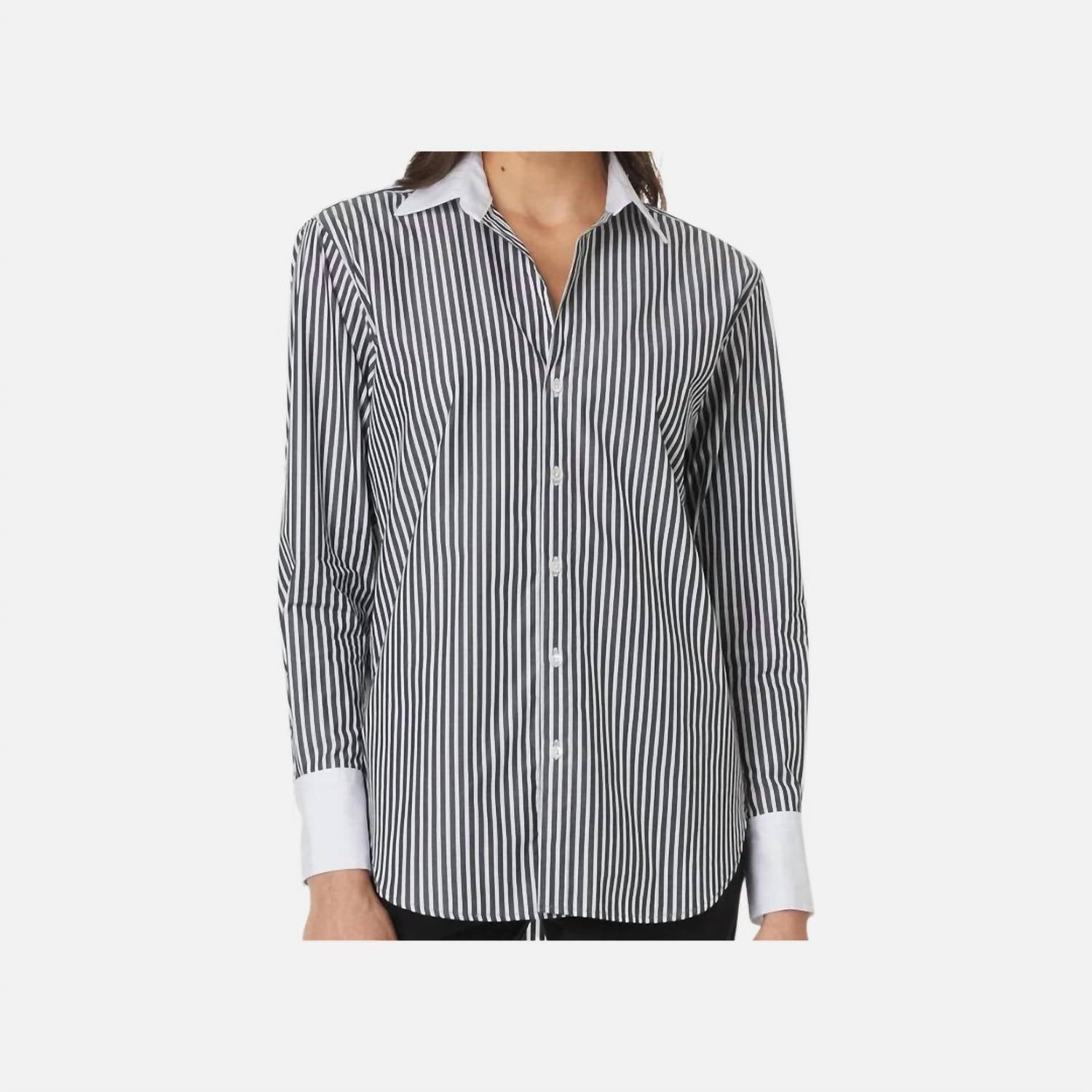 Полосатая рубашка на пуговицах спереди в черно-белом цвете Elliott Lauren
Полосатая рубашка на пуговицах спереди в черно-белом цвете Elliott Lauren