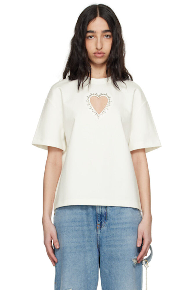 Белая футболка с вырезом в виде кристального сердца AREA
Белая футболка с вырезом в виде кристального сердца AREA