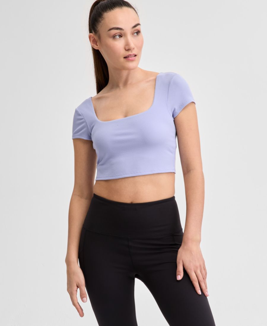 Укороченный женский топ Ideology с короткими рукавами и мягкой ребристой текстурой ID Ideology, Thistle Do
Укороченный женский топ Ideology с короткими рукавами и мягкой ребристой текстурой ID Ideology, Thistle Do