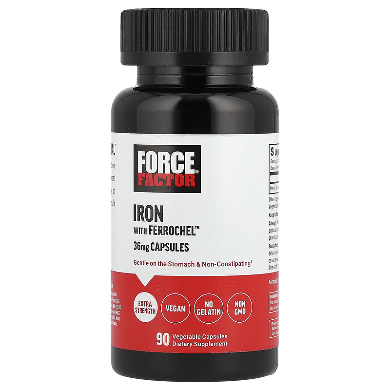 Force Factor, Iron with Ferrochel, 36 mg, 90 Vegetable Capsules
Force Factor, Iron with Ferrochel, 36 mg, 90 Vegetable Capsules