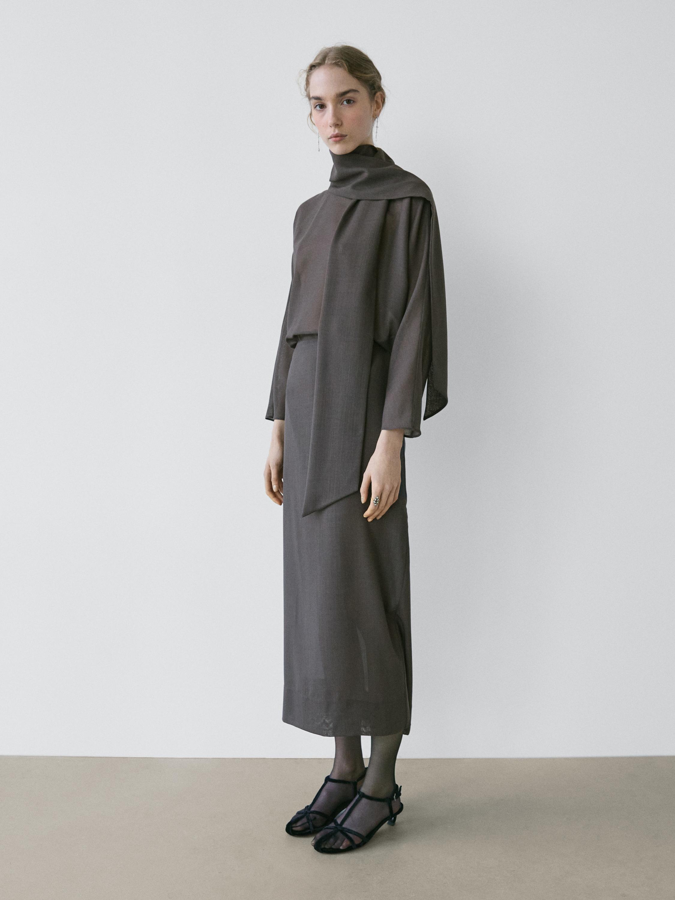 Летящая блуза с завязками - Studio Massimo Dutti, grey
Летящая блуза с завязками - Studio Massimo Dutti, grey