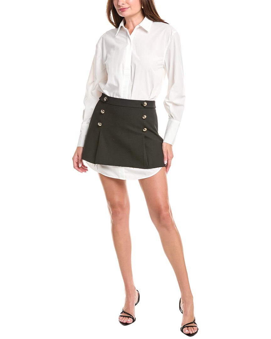 SIMKHAI Комбинированное мини-платье Warren Shirt, белый 
SIMKHAI Комбинированное мини-платье Warren Shirt, белый