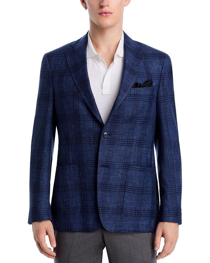 Клетчатое приталенное неструктурированное спортивное пальто Vince, синий
Клетчатое приталенное неструктурированное спортивное пальто Vince, синий
