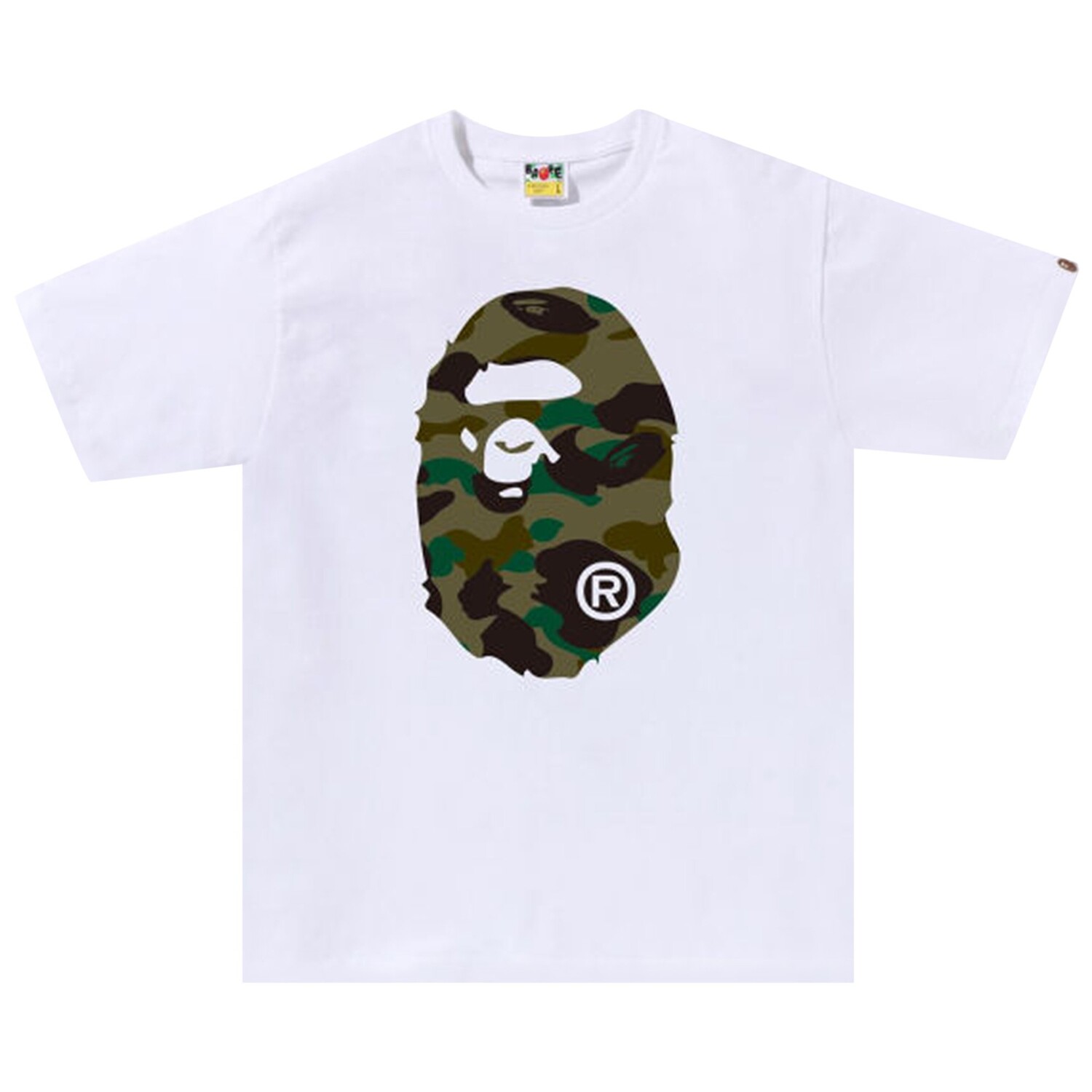BAPE 1st Camo Футболка с изображением головы большой обезьяны, цвет: белый/зеленый
BAPE 1st Camo Футболка с изображением головы большой обезьяны, цвет: белый/зеленый